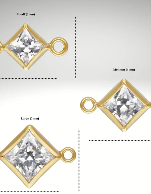 Load image into Gallery viewer, Gold-Filled Diamond Bezel CZ Connectors for Permanent Jewelry
